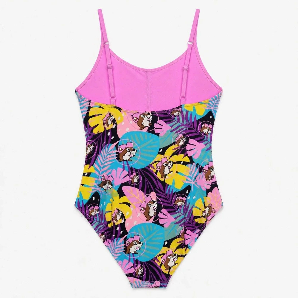 Chipmunk Tropical One Piece Swimsuit Youth XL Pink Multi Excellent Summer Beach